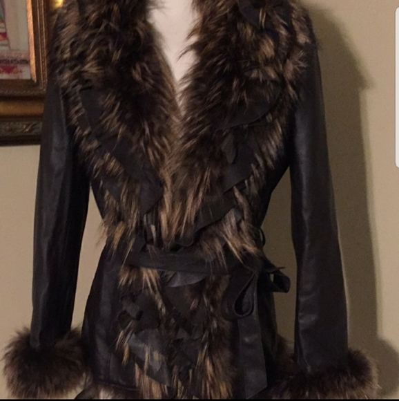 Paolo Santini Jackets & Blazers - Leather and fox trim jacket